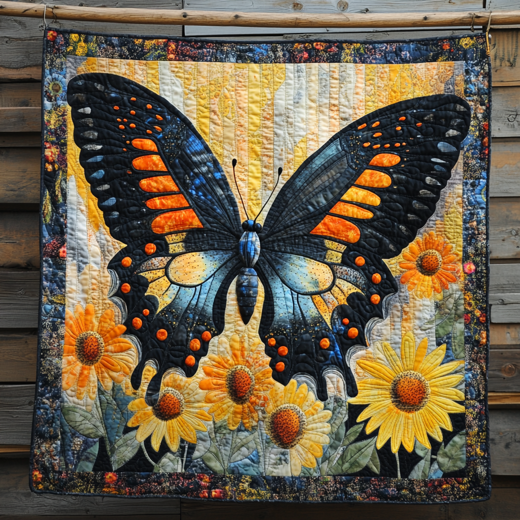 Midnight Sun Swallowtail Quilted Blanket NCU0VL1220