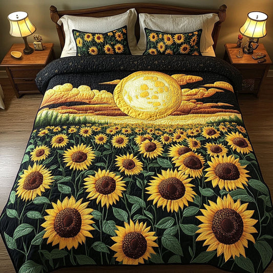 Midnight Sunfield 3-Piece Quilted Bedding Set NCU0NT4383