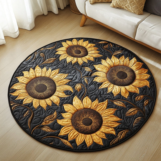 Midnight Sunflowers Quilted Round Mat NCU0HH046