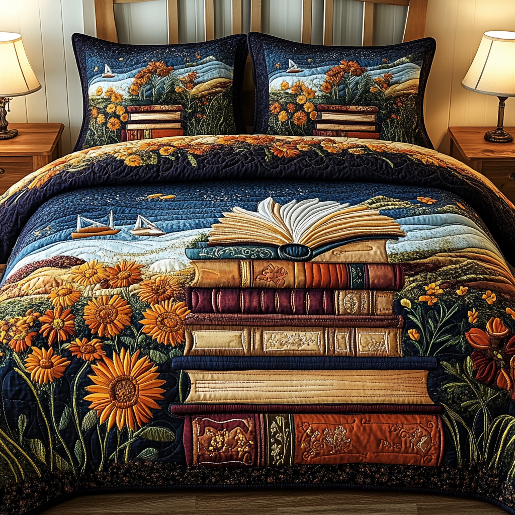 Midnight Tales 3-Piece Quilted Bedding Set NCU0VL1261