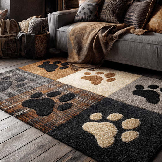 Midnight Tan Paw Area Rug NCU0XD2196