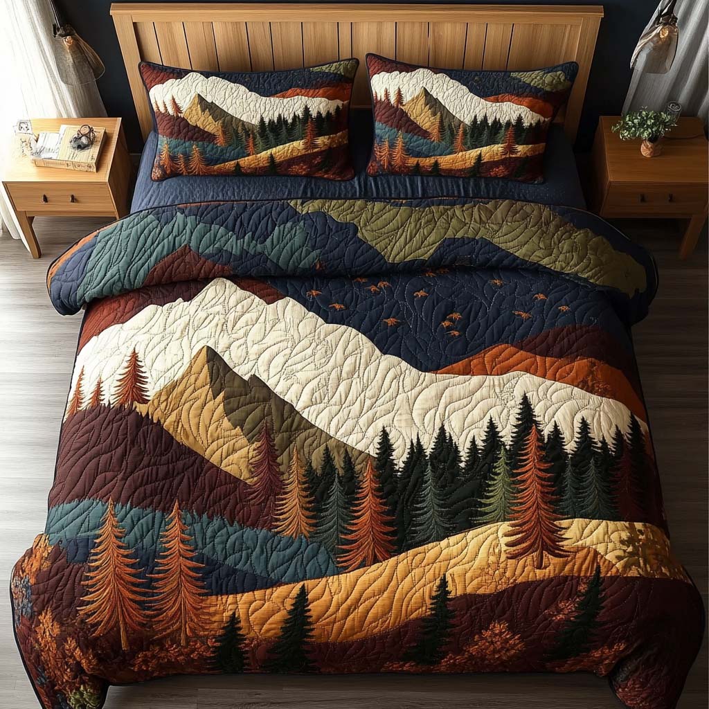 Midnight Timberline 3-Piece Quilted Bedding Set NCU0NT7636