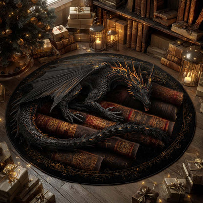 Midnight Tome Dragon Round Carpet NCU0XD2187