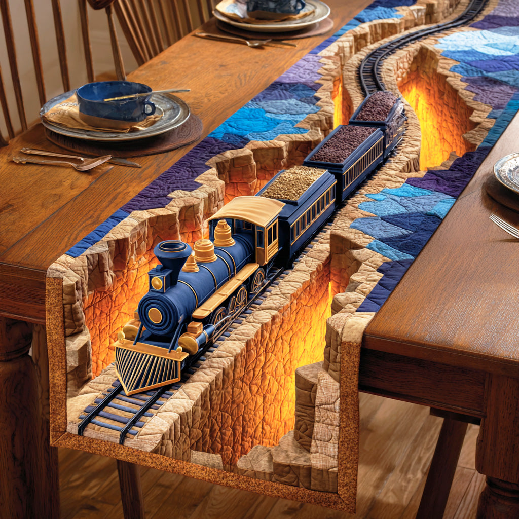 Midnight Toy Express Quilted Table Runner NCU0TD1076