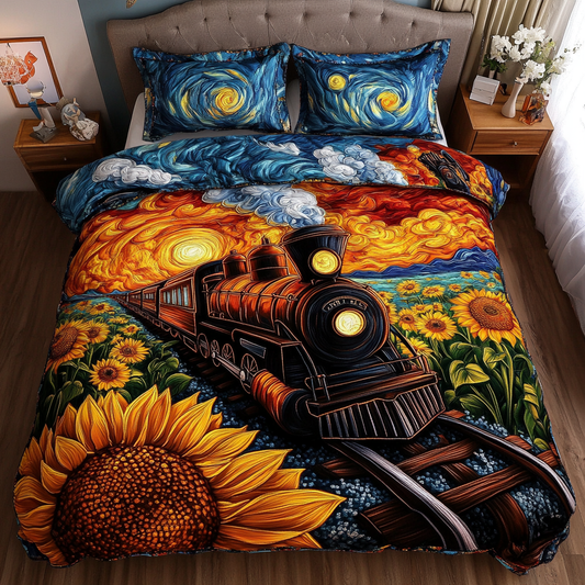 Midnight Train 3-Piece Quilted Bedding Set NCU0DK7996