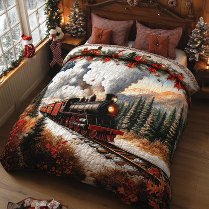 Midnight Train to Noel 3-Piece Quilted Bedding Set NCU0DV8214