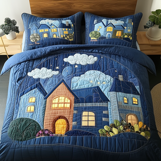 Midnight Village 3-Piece Quilted Bedding Set NCU0VH3178