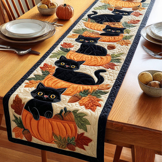 Midnight Whisker Charm Quilted Table Runner NCU0TD1177