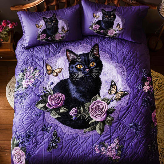Midnight Whiskers 3-Piece Quilted Bedding Set NCU0NT8106