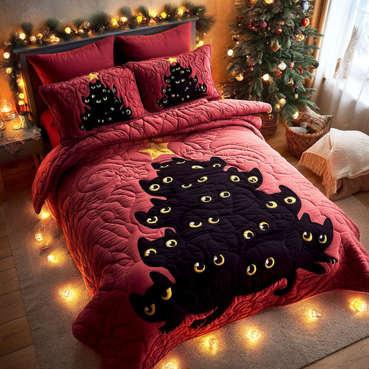 Midnight Whiskers 3-Piece Quilted Bedding Set NCU0TV362