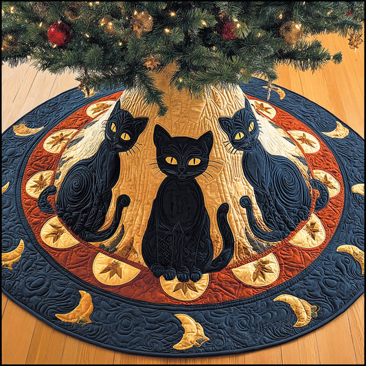 Midnight Whiskers Christmas Quilted Tree Skirt NCU0TD1223