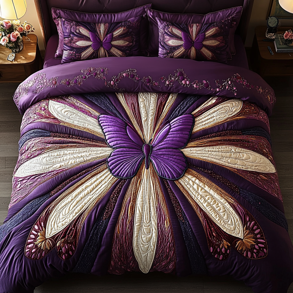 Midnight Wings 3-Piece Quilted Bedding Set NCU0VH2164