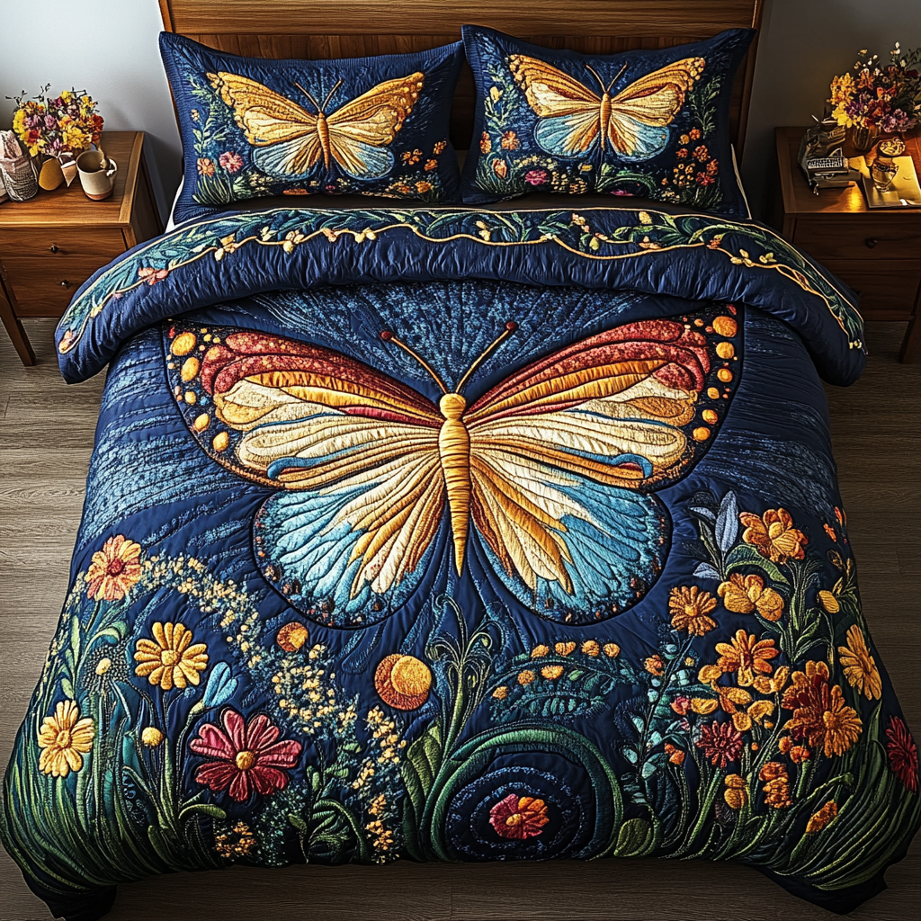 Midnight Wings 3-Piece Quilted Bedding Set NCU0VL1134