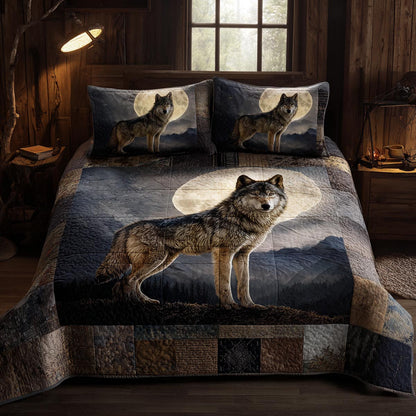 Midnight Wolf 3-Piece Quilted Bedding Set NCU0DV9548