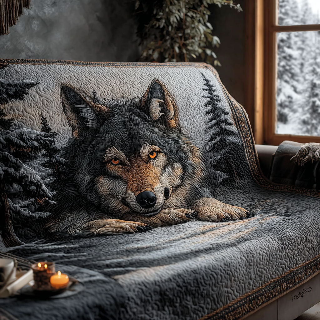 Midnight Wolf Quilted Sofa Cover NCU0PT10299