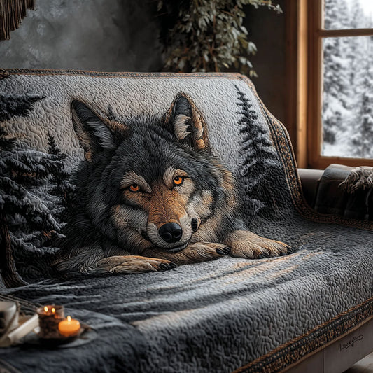 Midnight Wolf Quilted Sofa Cover NCU0PT10299