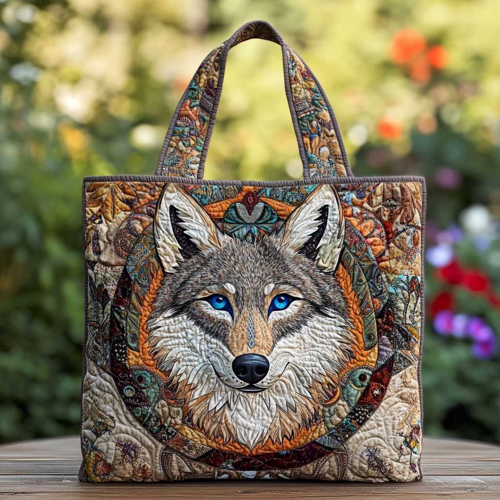 Midnight Wolf Quilted Tote Bag NCU0DK8946