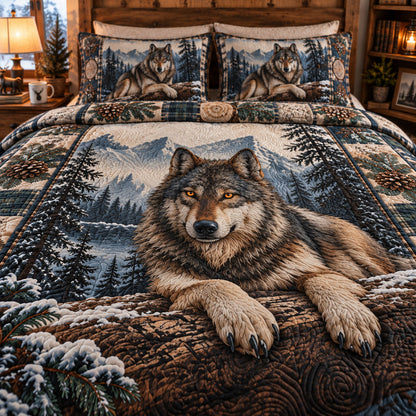 Midnight Wolf Spirit 3-Piece Quilted Bedding Set NCU0PT12203