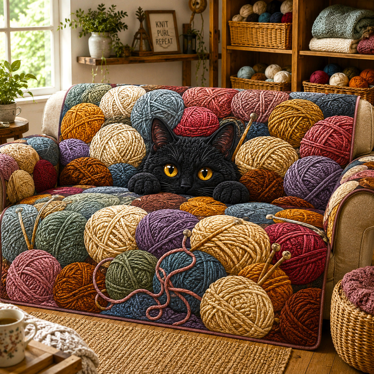 Midnight Yarn Quilted Sofa Cover NCU0TV2025