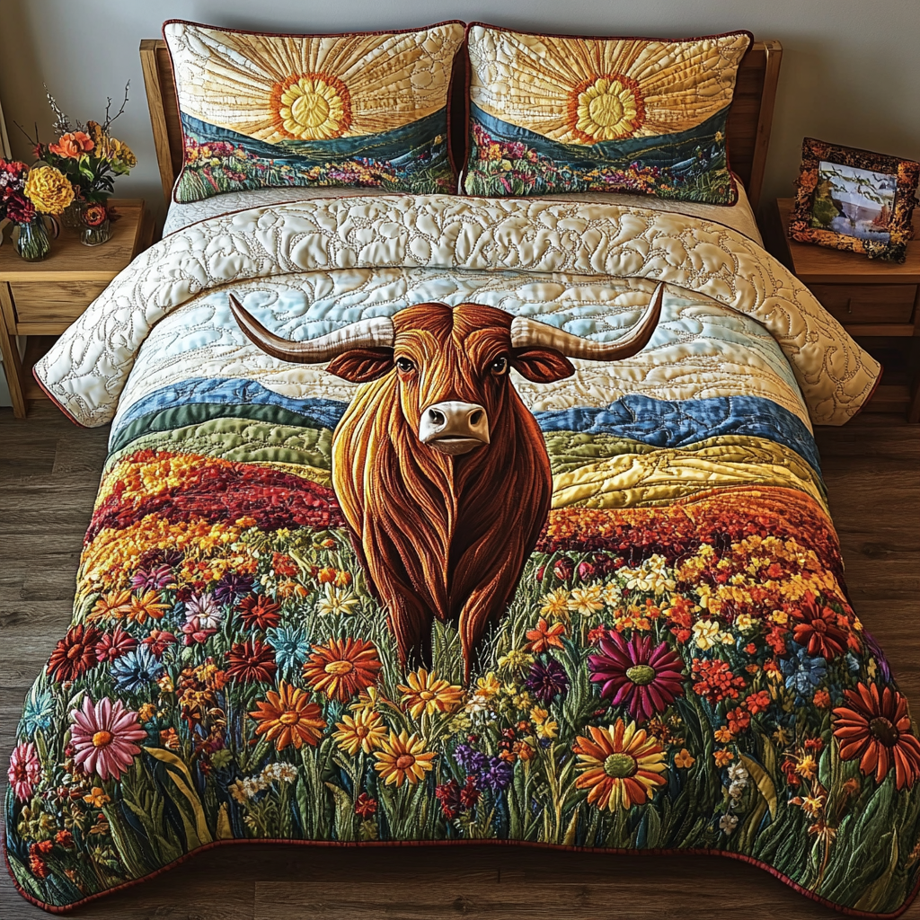 Mighty Longhorn Quilted Bedding Set NCU0DV4965