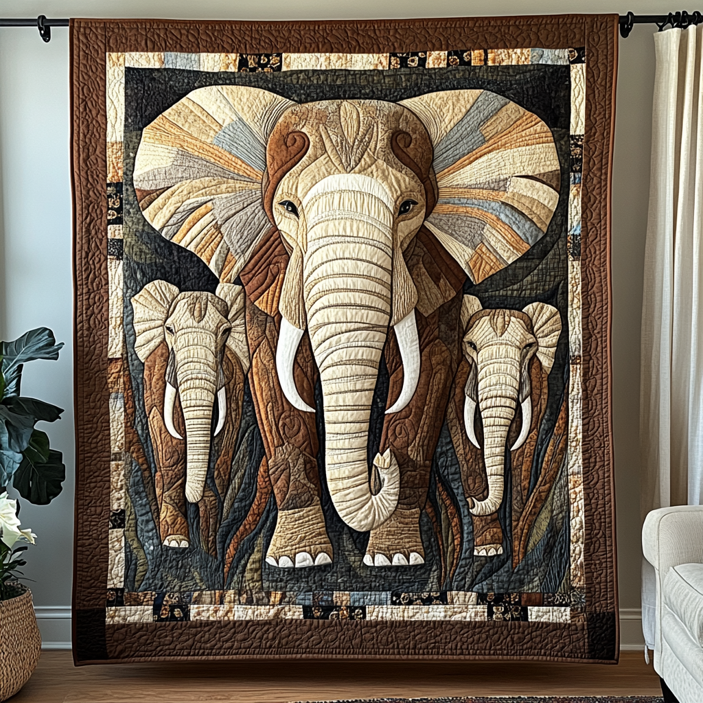 Mighty Elephant Quilted Blanket NCU0DK9955