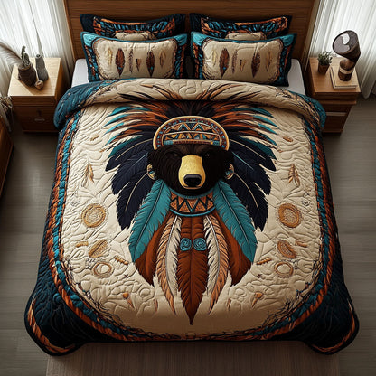 Mighty Totem Bear 3-Piece Quilted Bedding Set NCU0PT4396