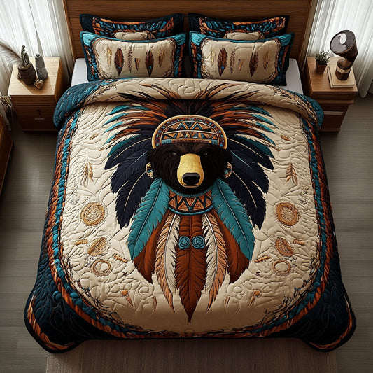 Mighty Totem Bear 3-Piece Quilted Bedding Set NCU0PT4396