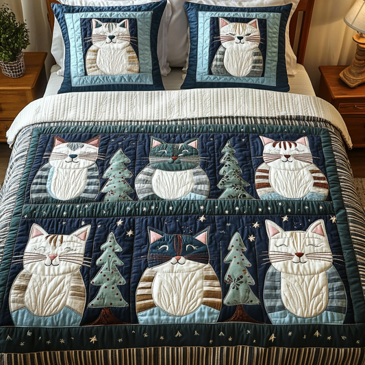 Milky Way Meows 3-Piece Quilted Bedding Set NCU0VH1081