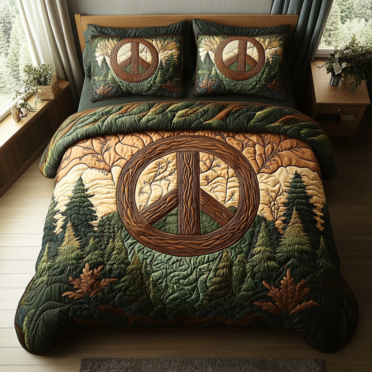 Mindful Forest Journey 3-Piece Quilted Bedding Set NCU0DV5552