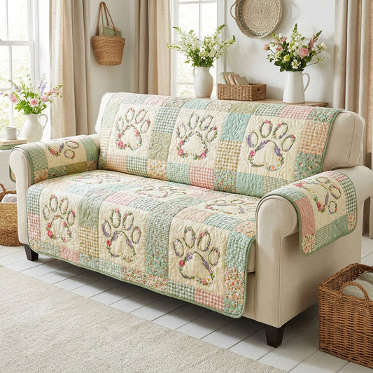 Mint Meadow Quilted Sofa Cover NCU0TV1944