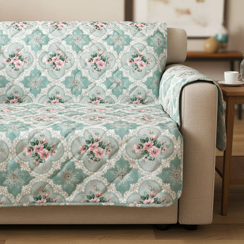 Mint Rose Quilted Sofa Cover NCU0TV1522