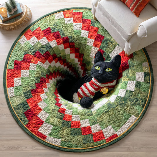 Mistletoe Cat Quilted Round Mat NCU0TD931
