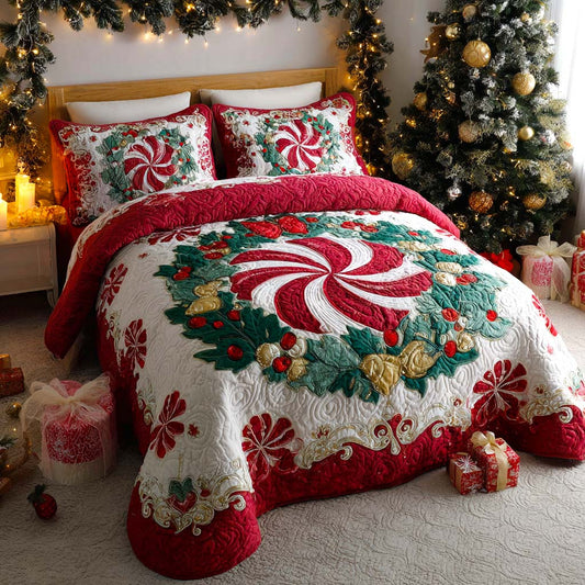 Mistletoe Magic Bow 3-Piece Quilted Bedding Set NCU0XD555