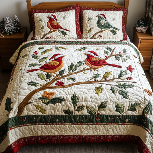 Mistletoe Melody 3-Piece Quilted Bedding Set NCU0VH1119