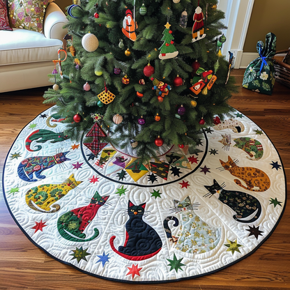 Mistletoe Meows Christmas Quilted Tree Skirt NCU0DV1506