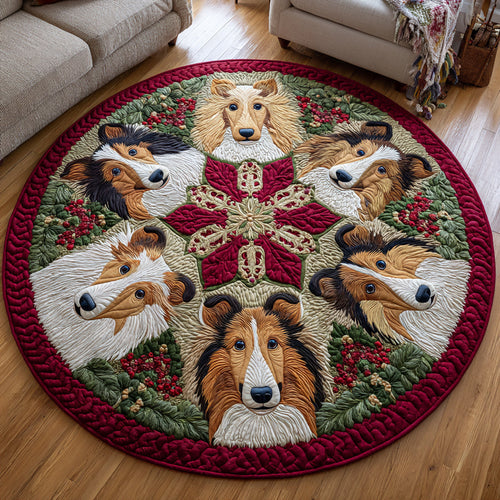 Mistletoe Shetland Sheepdog Quilted Round Mat NCU0HH1305