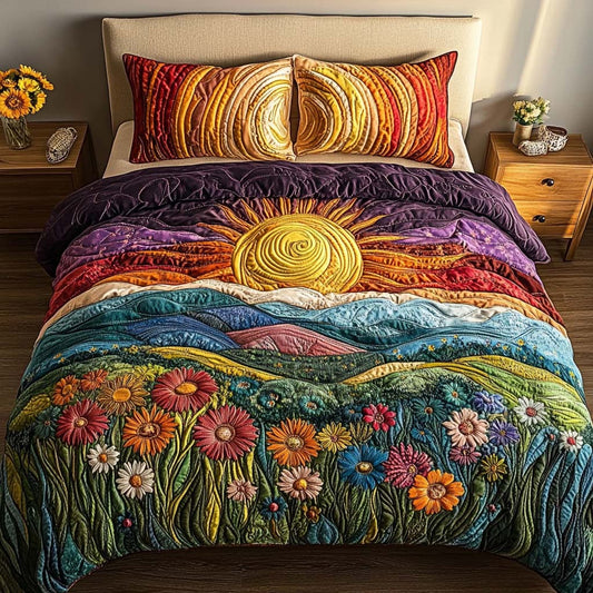Misty Autumn Field 3-Piece Quilted Bedding Set NCU0NT9353