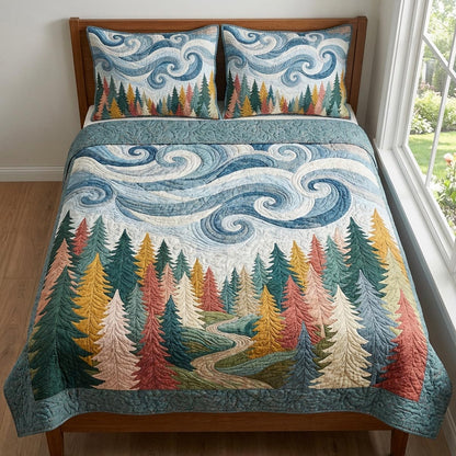 Misty Forest 3-Piece Quilted Bedding Set NCU0DV9525