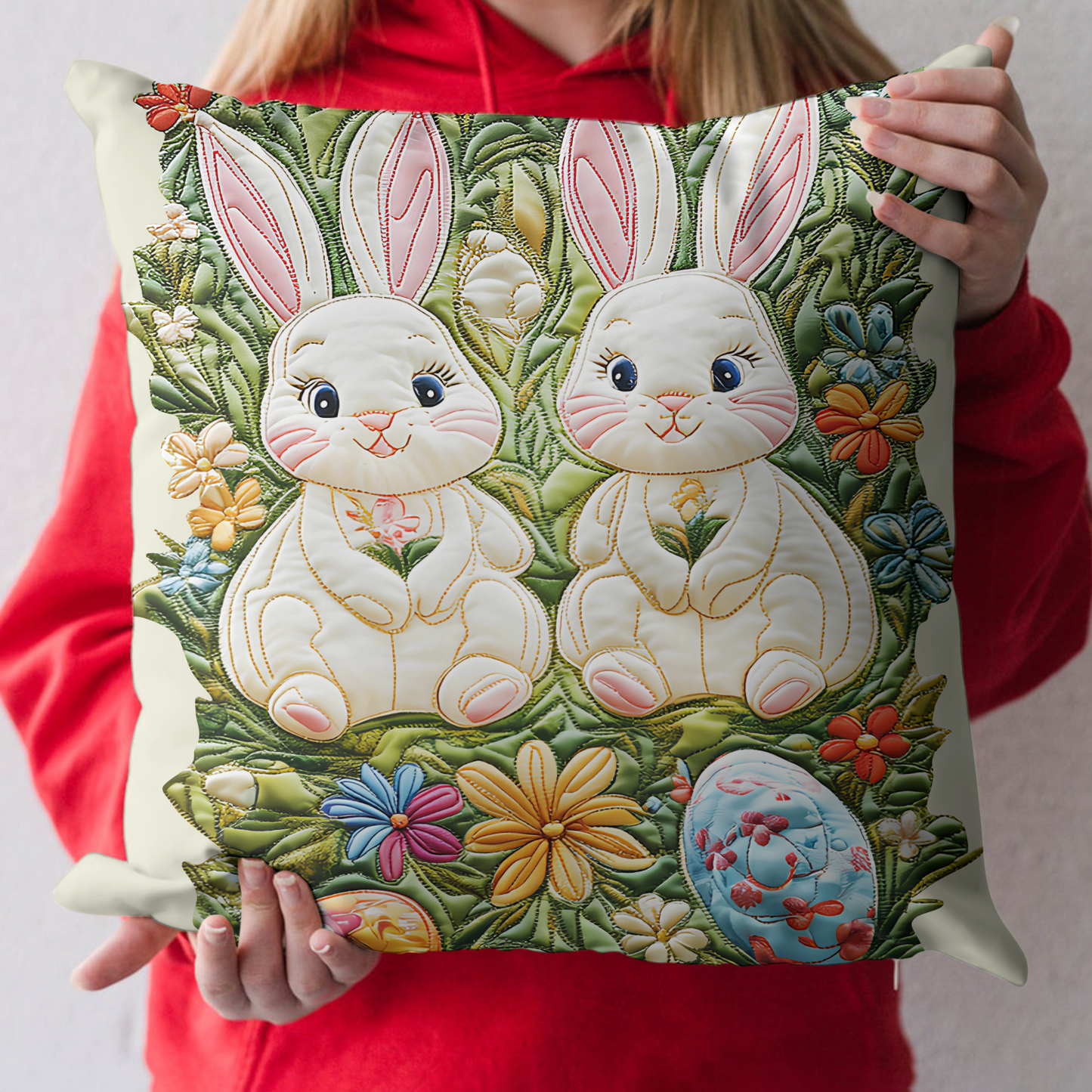 Bunny Bloom Quilted Pillow Case NCU0VH2643