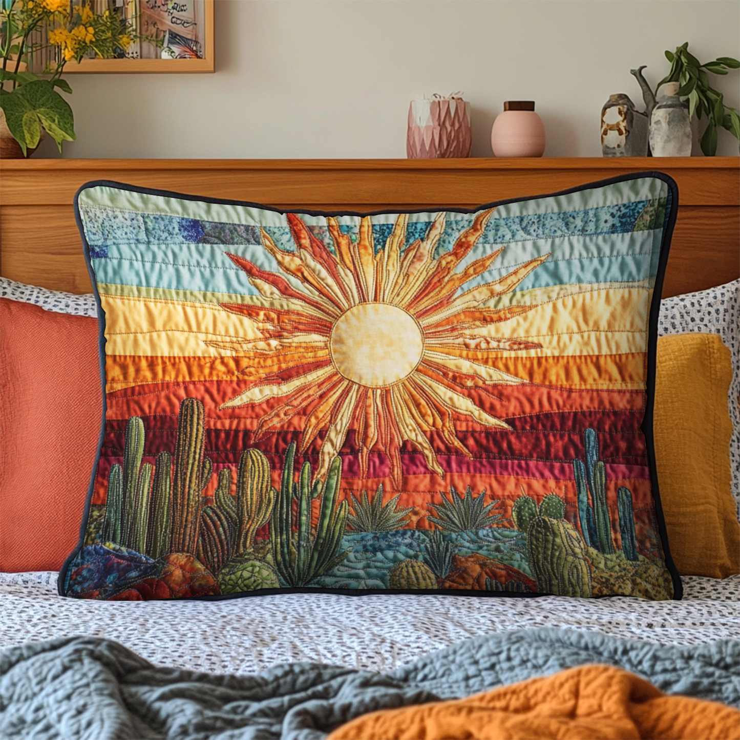 Golden Horizon Quilted Bedding Pillow Case NCU0VH3359