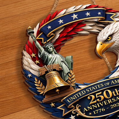 Custom Shape Doorsign Custom Door Sign - America 250th Anniversary Gifts For Mom, Dad, Brother, Sister, Kids - Bald Eagle Patriotic AGC0VL101