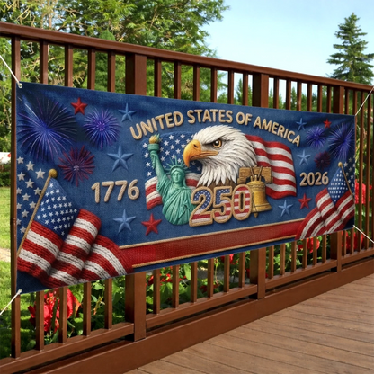 Rectangle Fence Flag Polyester Outdoor Banner - America 250th Anniversary Gifts For Mom, Dad, Brother, Sister, Kids - Together We Shine Bright AGC0VL102