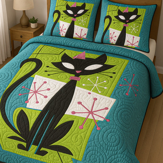 Mod Meowtique 3-Piece Quilted Bedding Set NCU0NT5691