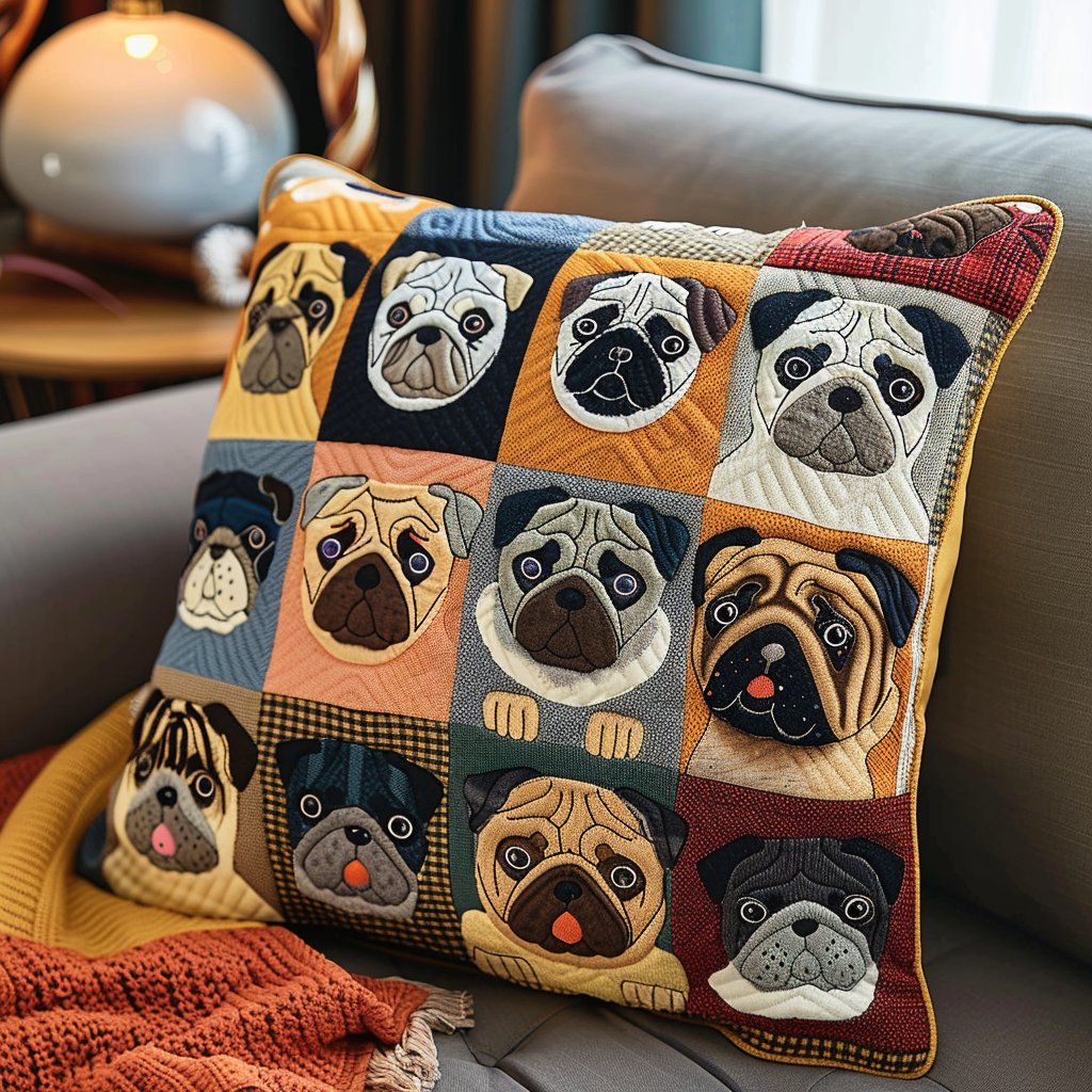 Modern Pug Art Quilted Pillow Case NCU0TH145