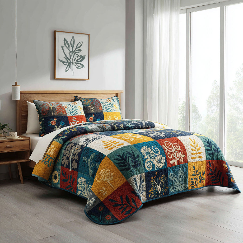 Modern Botanica 3-Piece Quilted Bedding Set NCU0VL3211