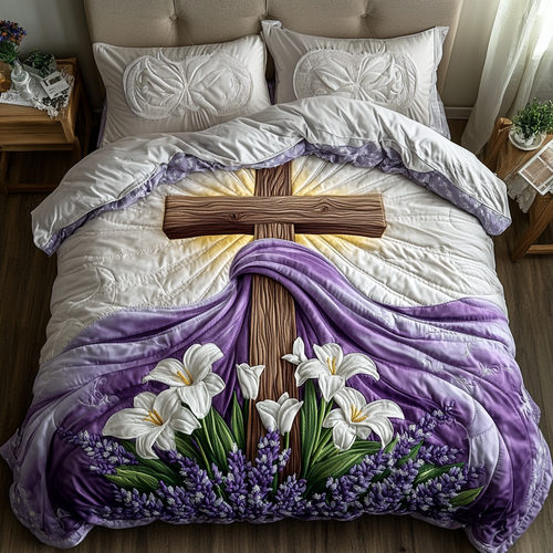 Modern Cross 3-Piece Quilted Bedding Set NCU0DK8151