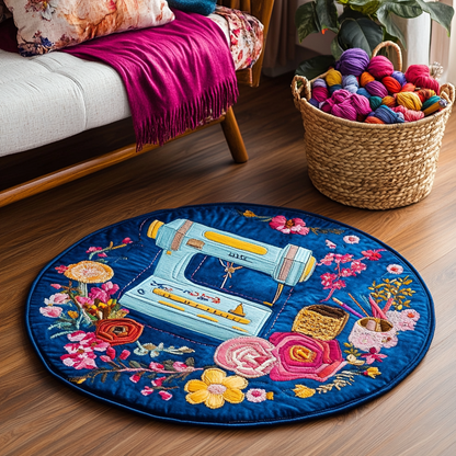 Modern Sewing Machine Quilted Round Mat NCU0DK7845