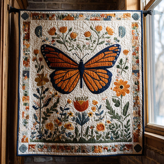 Monarch Floral Garden Quilted Blanket NCU0HH093