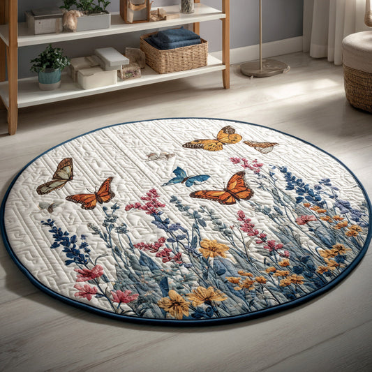 Monarch Floral Garden Quilted Round Mat NCU0HH104