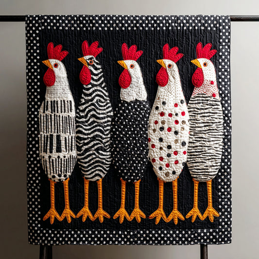Monochrome Clucks Quilted Blanket NCU0TV095